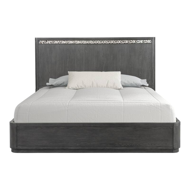 Furniture of America Piez Modern 5-Piece Ash Grey Wood Platform Bedroom Set with 1-Drawer Nightstand