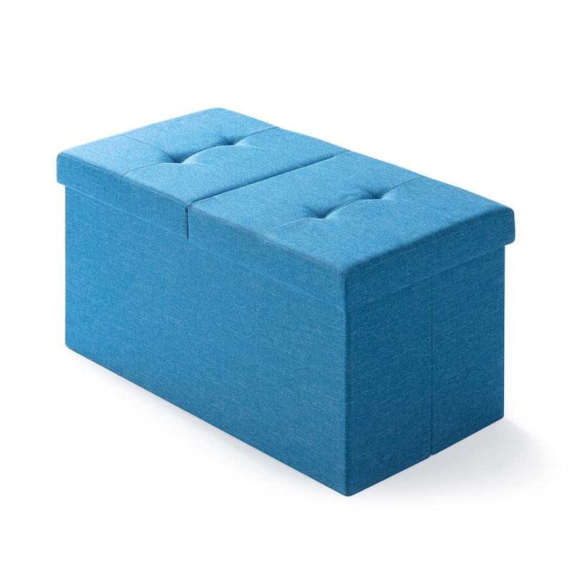 30 Inch Smart Lift Top Button Tufted Fabric Storage Ottoman by Crown Comfort