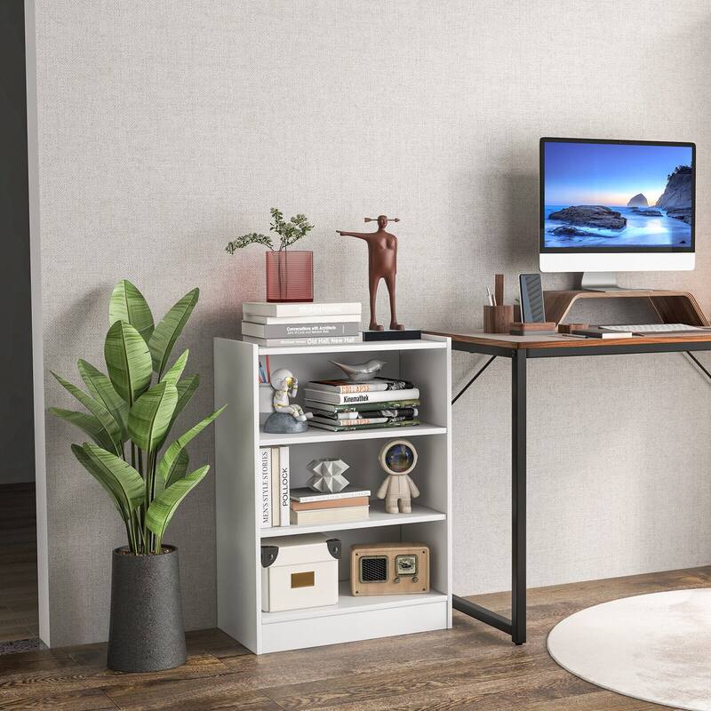 Engineered Wood 3-Tier Bookcase with Adjustable Shelves