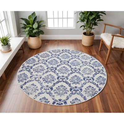 Gufum Power Loomed Distressed Geometric Stain Resistant Area Rug By HomeRoots - 96' X '96' X '0.39