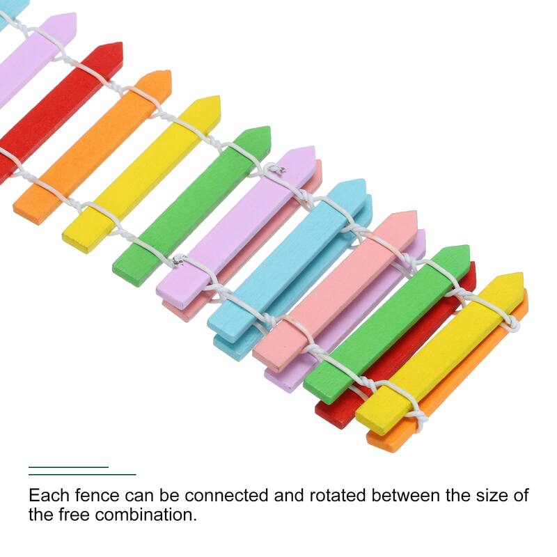 2pcs 35 Inch Miniature Garden Fence, Mini Ornament Wood 0.1" Multicolored