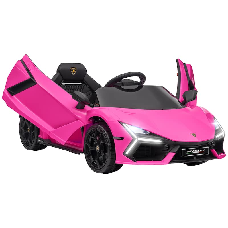 Lamborghini Revuelto Kids Electric Ride-On Car with Remote, Butterfly Doors, and Advanced Suspension - Pink
