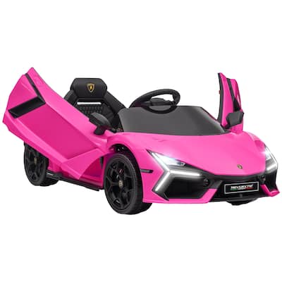Licensed Lamborghini Revuelto 12V Kids Ride-On Car, Battery-Powered with Music, Spring Suspension, Adjustable Speeds - Pink