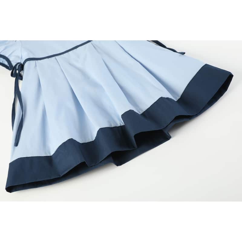 Lil Cactus Light Blue and Dark Blue Ribbon Bow Dress