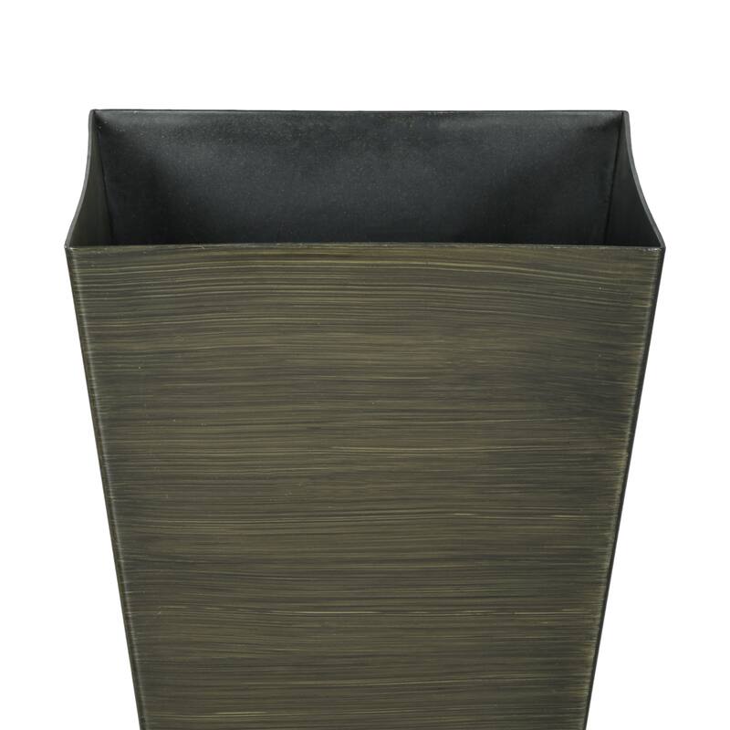 28" Tall Outdoor Planters, Set of 3 Large Taper Planters with Drainage Holes and Plug, Faux Wood Plastic Flower Pots
