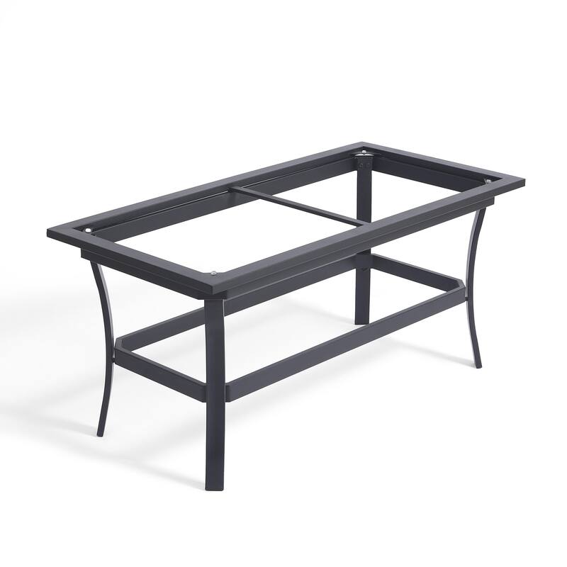 Outdoor Patio Metal 41" W Coffee Table with Glass Top
