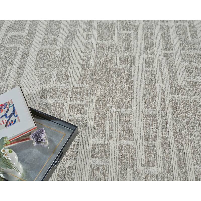 Exquisite Rugs Park City Handmade Hand-tufted New Zealand Wool on Canvas Beige/Ivory Area Rug