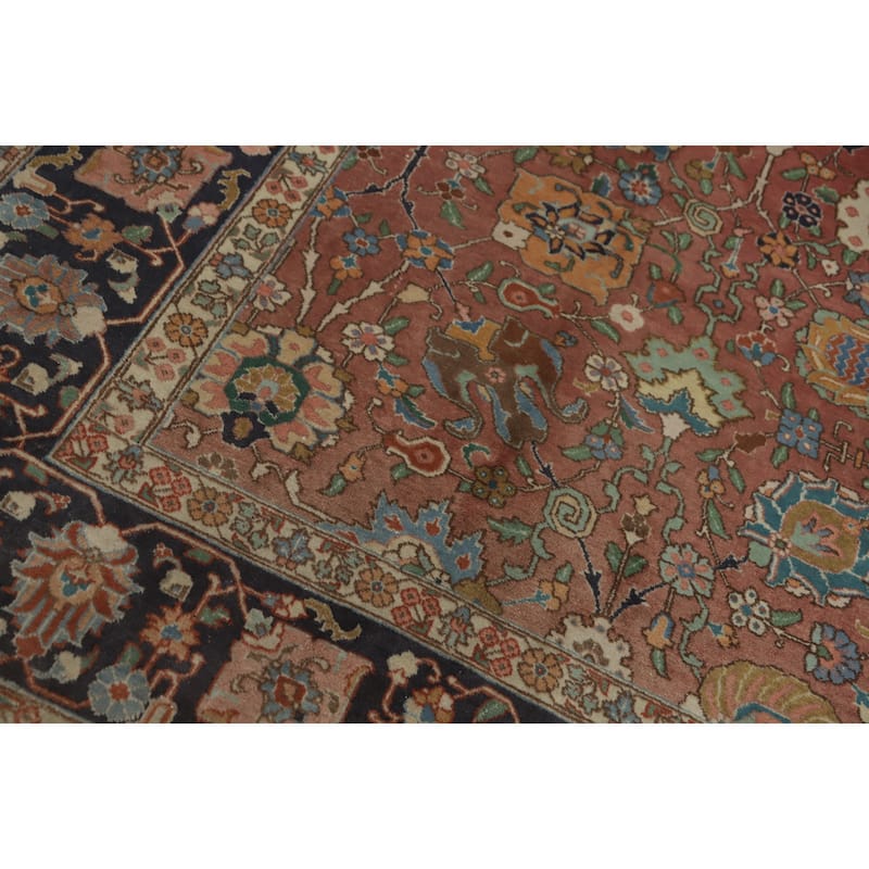 Hand Knotted Oriental 100% Wool Carpet Traditional Floral Oranges & Rust Tabriz Area Rug - 12' 11'' X 9' 8''