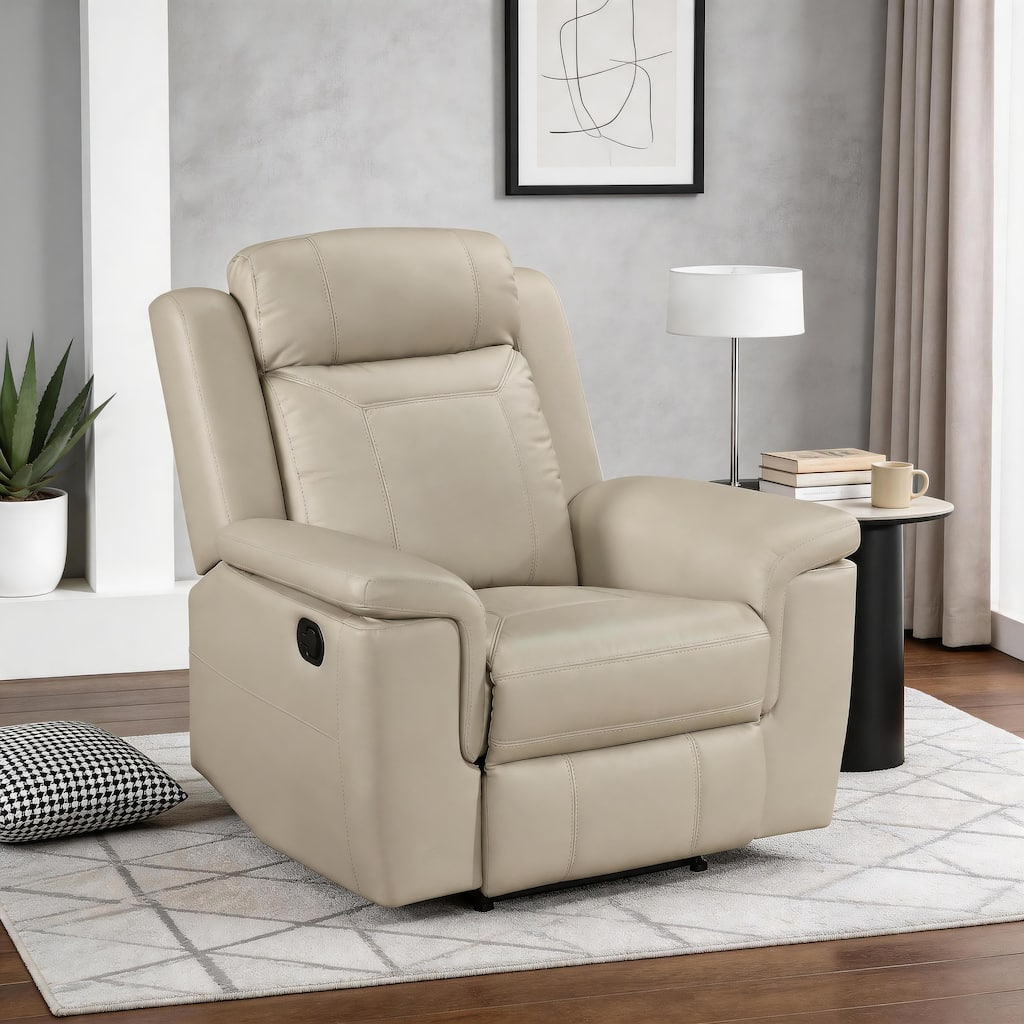 Zaria 40.5" Top Grain Leather Manual Recliner with Tab Pull Motion