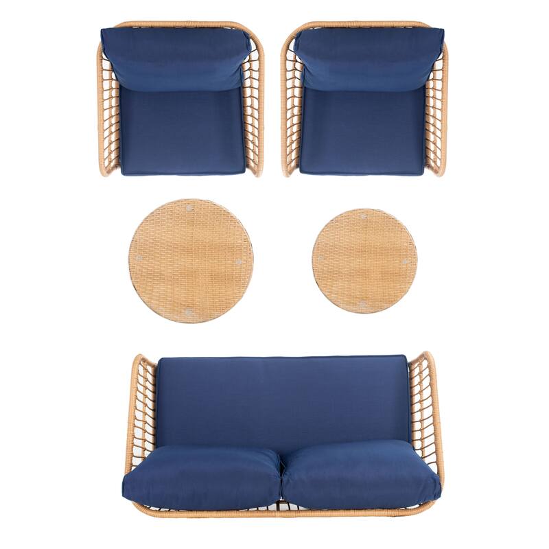 SAFAVIEH Outdoor Leyla 5-Piece Living Set - 50W x 28D x 28H