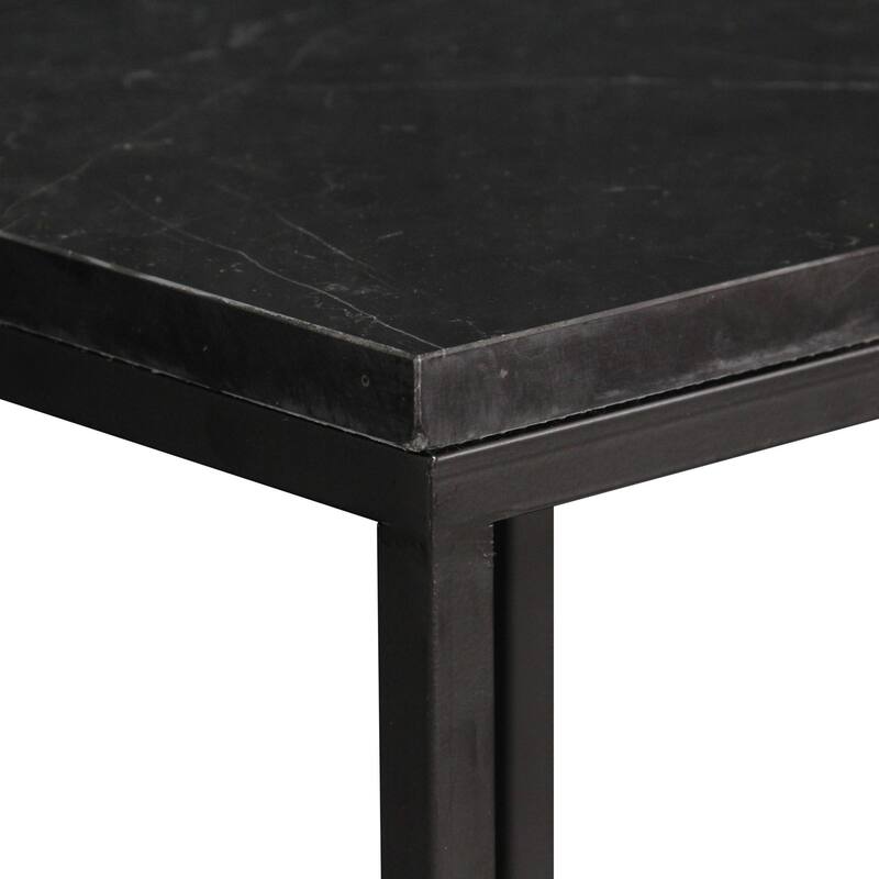 Black Marble Square Side Tables - 29" - Set of 2