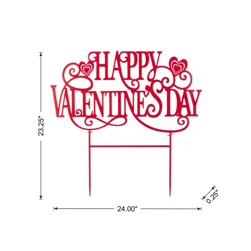 Glitzhome 23.25"H Metal Happy Valentine's Day Yard Stake