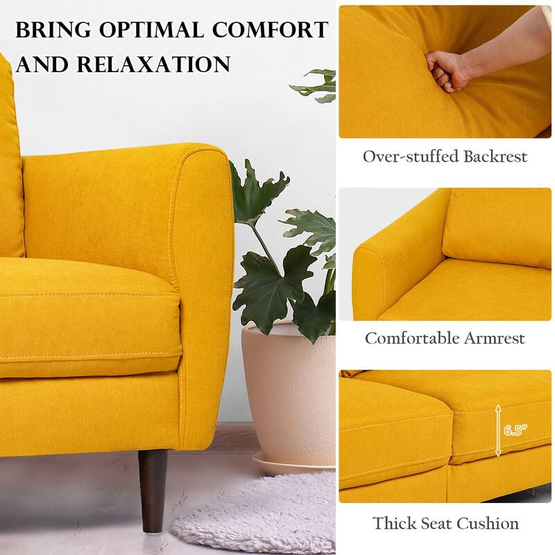 Gymax 2 Pieces Living Room Sofa Set Modern Fabric Sofa Couch & Accent