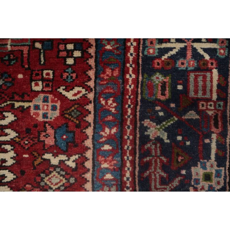 Hand Knotted Oriental 100% Wool Carpet Traditional Tribal Red Gharajeh Area Rug - 12' 7'' X 4' 11''