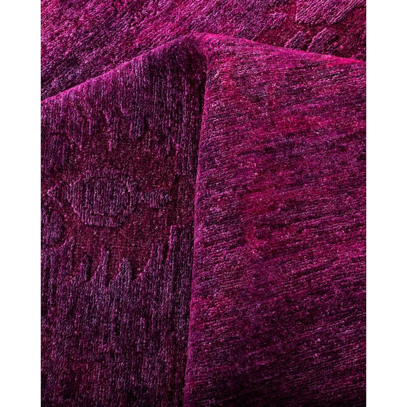 Overton Hand Knotted Wool Vintage Inspired Modern Contemporary Overdyed Pink Area Rug - 8' 3" x 9' 9"