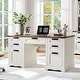 preview thumbnail 1 of 28, 60" Farmhouse Executive Desk, Wood Home Office Desk, Computer Desk Antique White