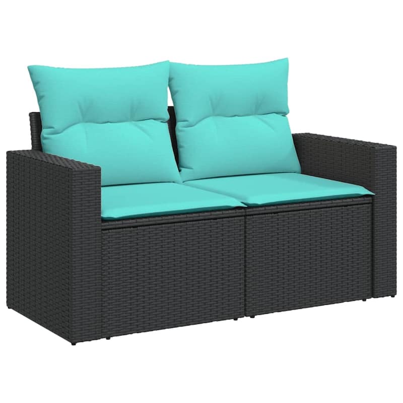 vidaXL Patio Sofa Set with Cushions and Table Outdoor Garden 7 Piece Poly Rattan