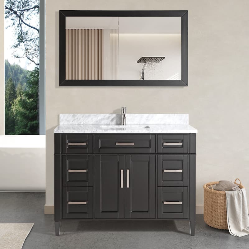 Vanity Art 48-Inch Bathroom Vanity Set with Carrara Marble Top - 22 x 48 x 36 Inches - Espresso