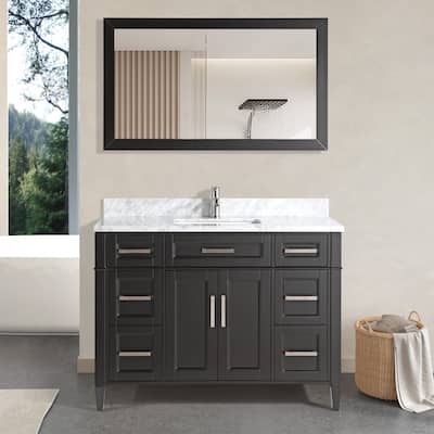 Vanity Art 48-Inch Bathroom Vanity Set with Carrara Marble Top - 22 x 48 x 36 Inches
