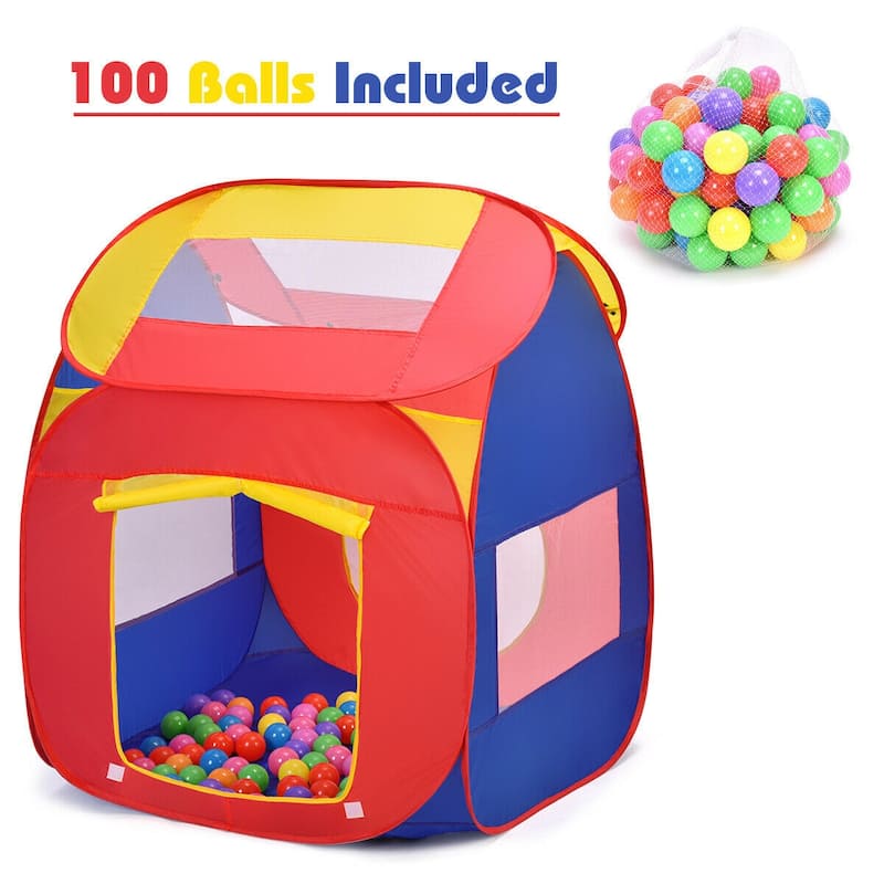 Portable Kid Play House Toy Tent with 100 Balls - 34" x 34" x 40"
