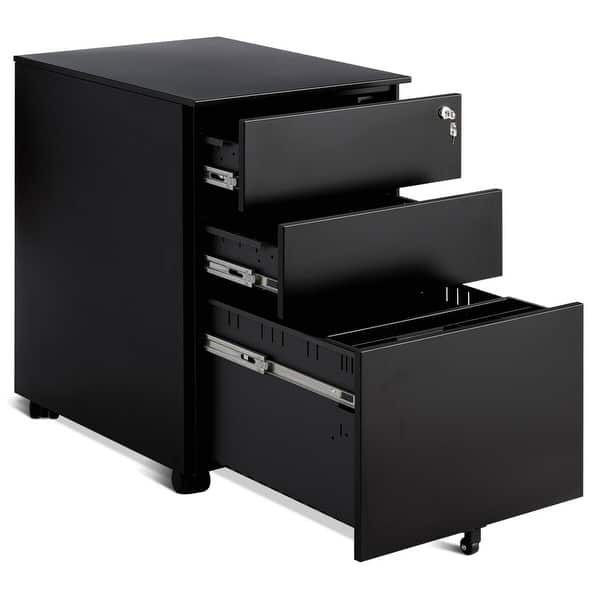 Shop Costway 3 Drawer Filing Cabinet Locking Pedestal Under Desk