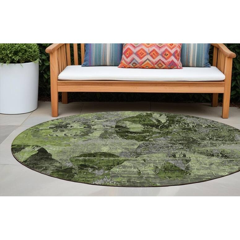 Mami Artistic Abstract Weather Resistant Classic Meets Modern Outdoor Rug - 8' Round - Multi