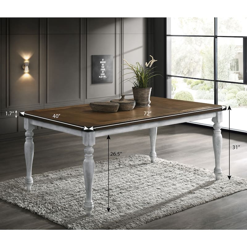 Roundhill Furniture Salines 6 Piece Dining Table Set with 4 Upholstered Chairs and 1 Bench, White