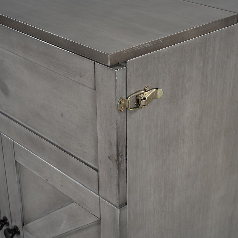 Queen Size Murphy Bed with Large Drawers & USB Ports,Brushed Gray