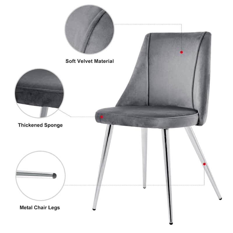 Modern Fabric Accent Upholstered Velvet Dining Chairs (Set of 4)