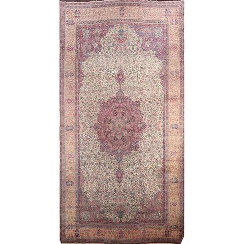 Antique Vegetable Dye Kerman Lavar Persian Wool Area Rug Hand-knotted - 14'3" x 24'10"
