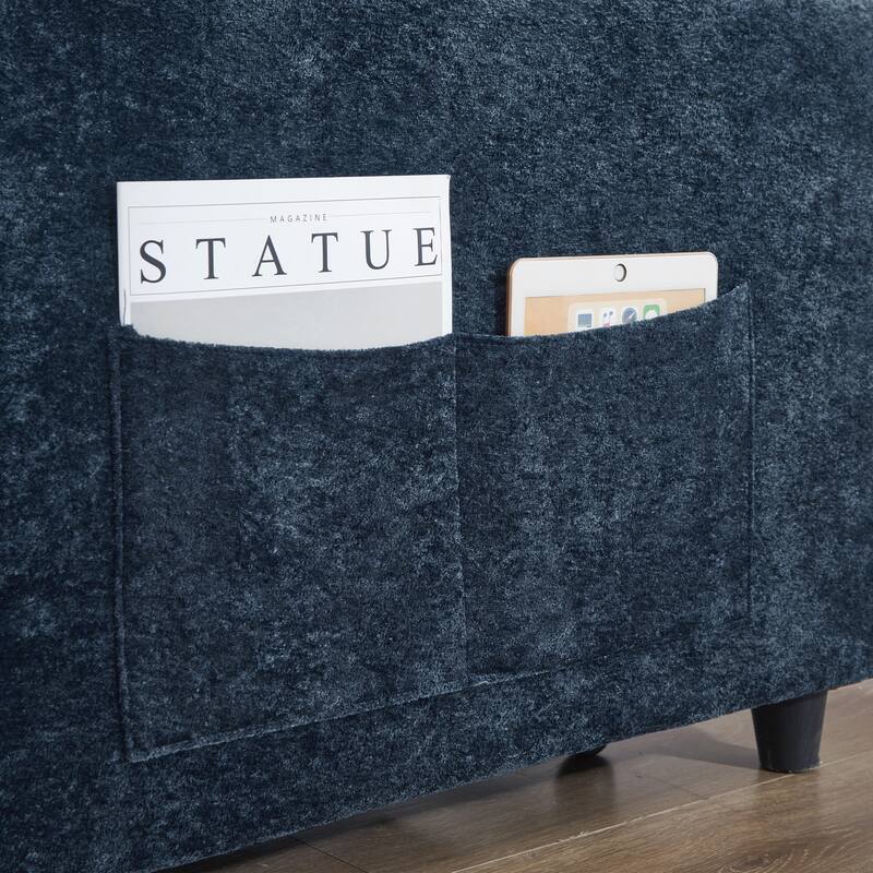 GDFStudio - 58" Chenille Convertible Sleeper Sofa with USB