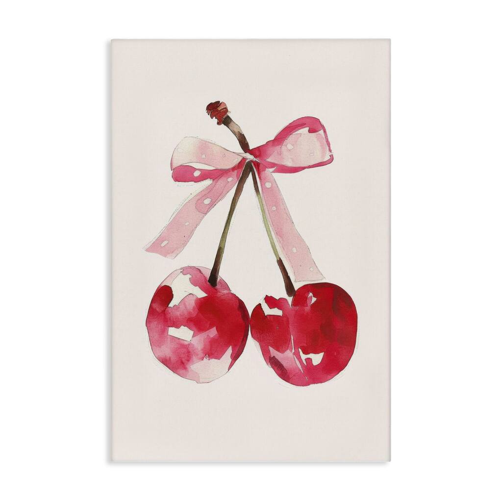 Stupell Mod Cherries Tied in Bow Canvas Wall Art Design By LSR Creative Studio