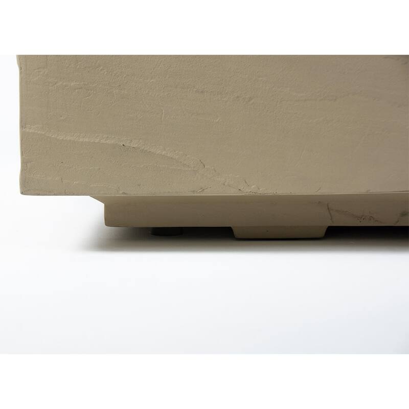 Elementi Plus Meteora Outdoor Fire Pit Table Concrete Rectangular 60000 BTU - 55.9 x 31.9 inches with Lid, Fire Glass, and Cover