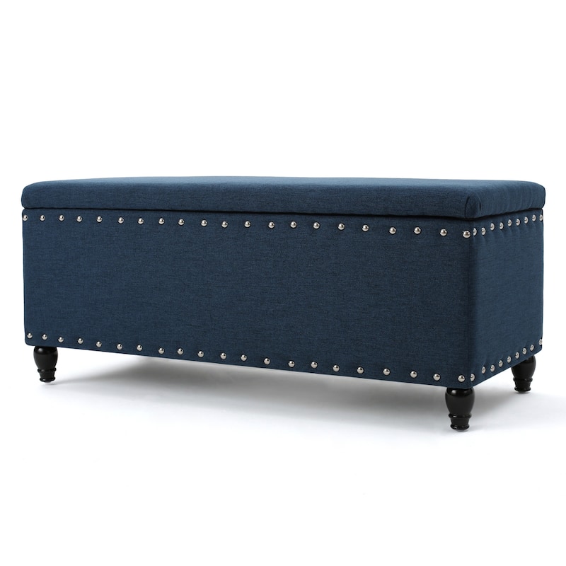 Tatiana Contemporary Fabric Storage Ottoman with Nailhead Trim by Christopher Knight Home