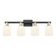 preview thumbnail 44 of 137, Innovations Lighting Downtown Urban - Bridal Veil - 4 Light 32" Bath Vanity Light Gloss White/Black Antique Brass