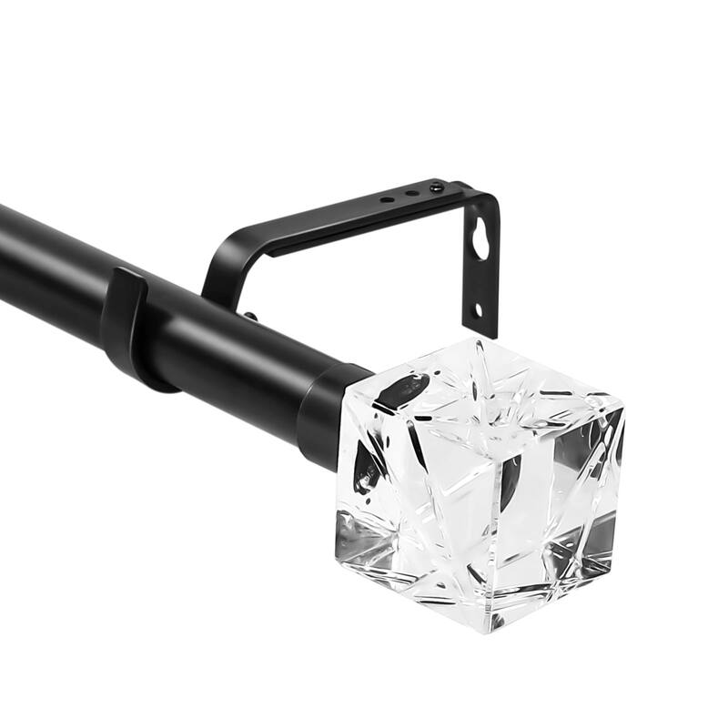 1-inch Diameter Cut Ice Adjustable Single Drapery Curtain Rod - 28"-48" - Black