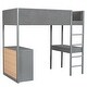 preview thumbnail 22 of 93, Teddy Fleece Loft Bed with Foldable Study Table, 4 Storage Drawers and Shelves Wood High LoftBed Frame for Bedroom