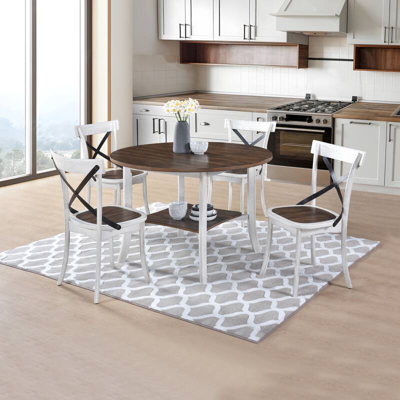 2 Pieces Set Dining Side Chair With Metal X Design