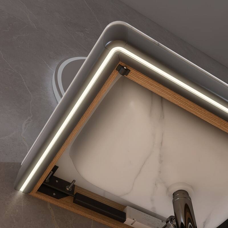 30'' Sintered Stone Wall Mount Bathroom Sink Solid Surface Vessel Bathroom Sink