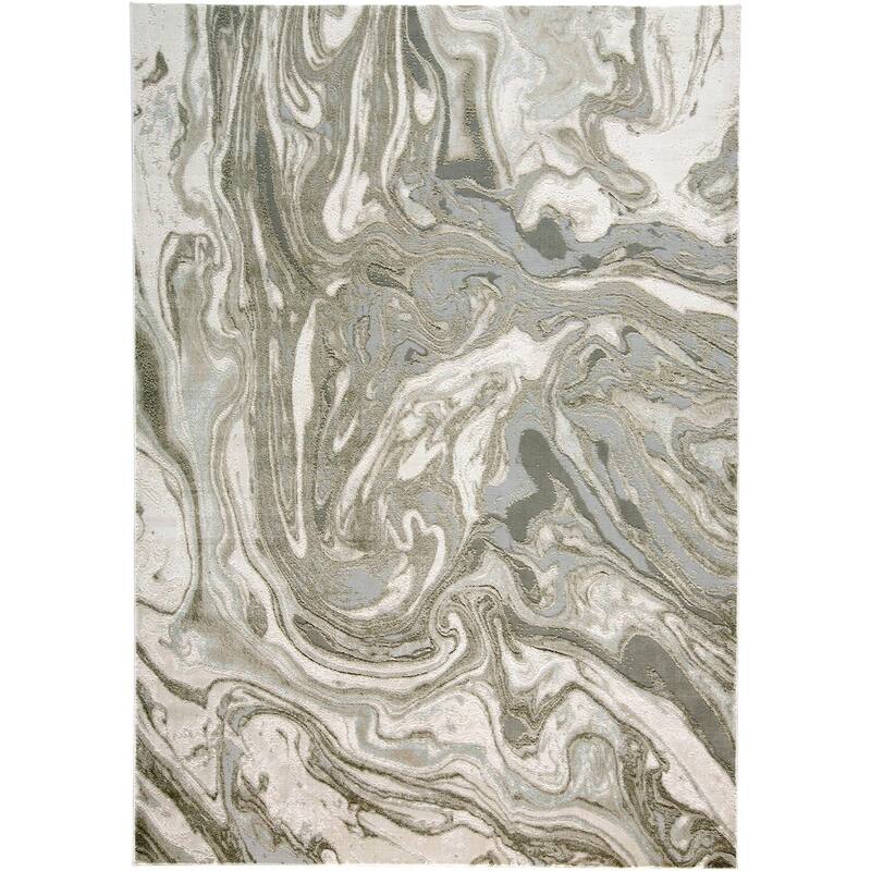 Alexander Abstract Watercolor Rug, Silver Gray/Ivory, Area Rug - 8' x 11' - Silver Gray/Opal Gray/Ivory