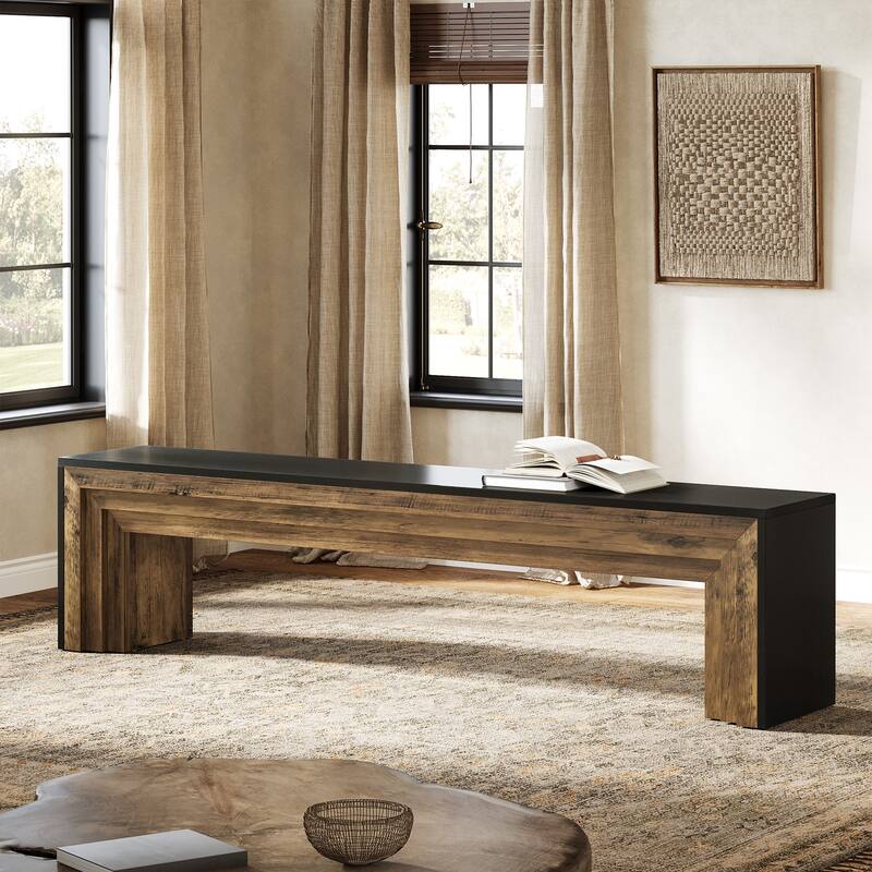 Modern Farmhouse Entryway Bench, 71" Extra Long Shoe Bench