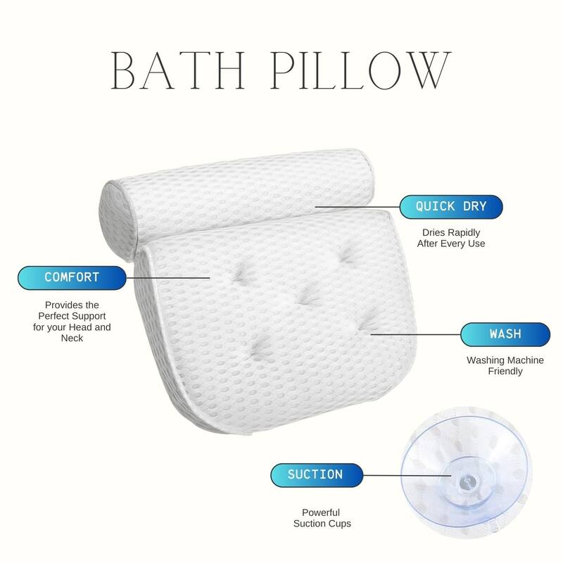Quick-Dry Neck Shoulder & Back Support Bath Pillow - 14"x11"