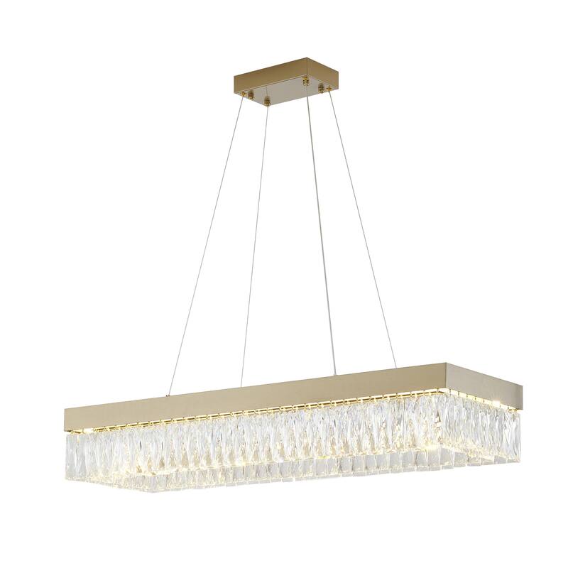 40" Gold Dimmable LED Chandelier With Clear Crystals