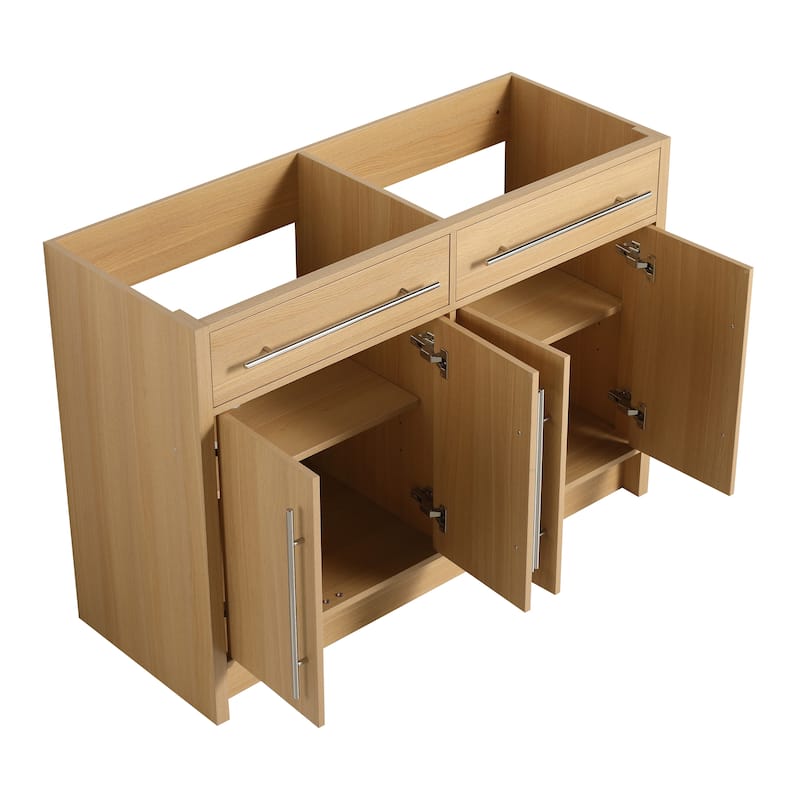 Malwee 48"/60" Bathroom Vanity Without Sink, FreeStanding Vanity Cabinet with 4 Soft Close Doors and 2 Adjustable Shelves
