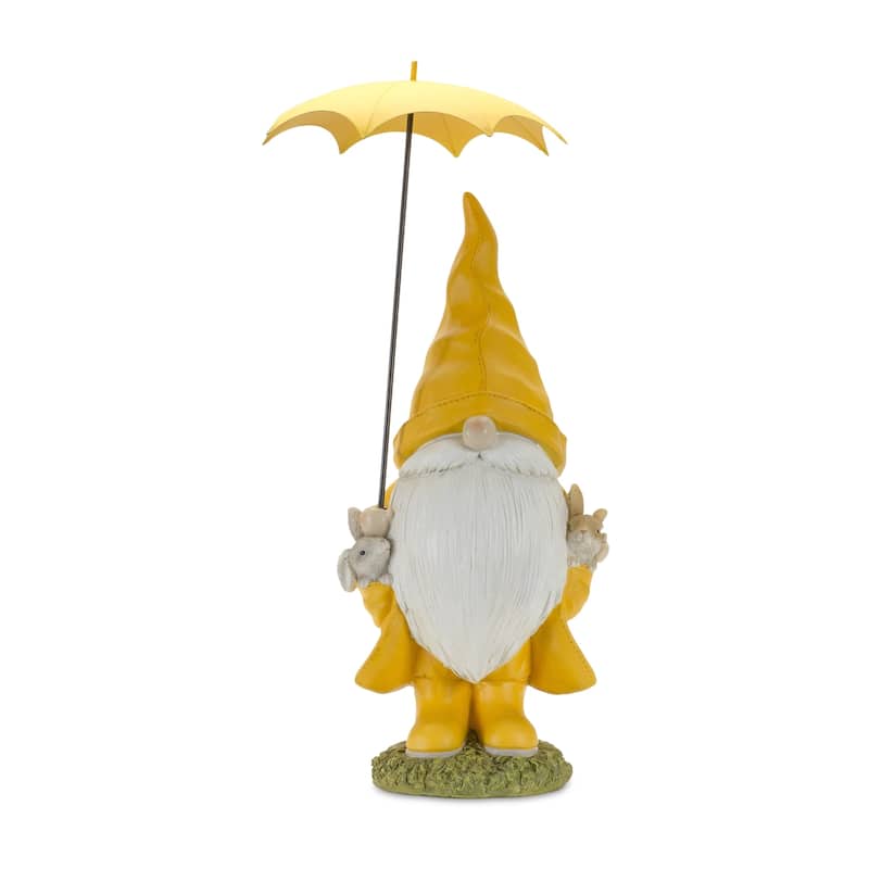 Set of 2 Yellow & Red St&ing Gnomes Umbrella Tabletop Figurines 23"