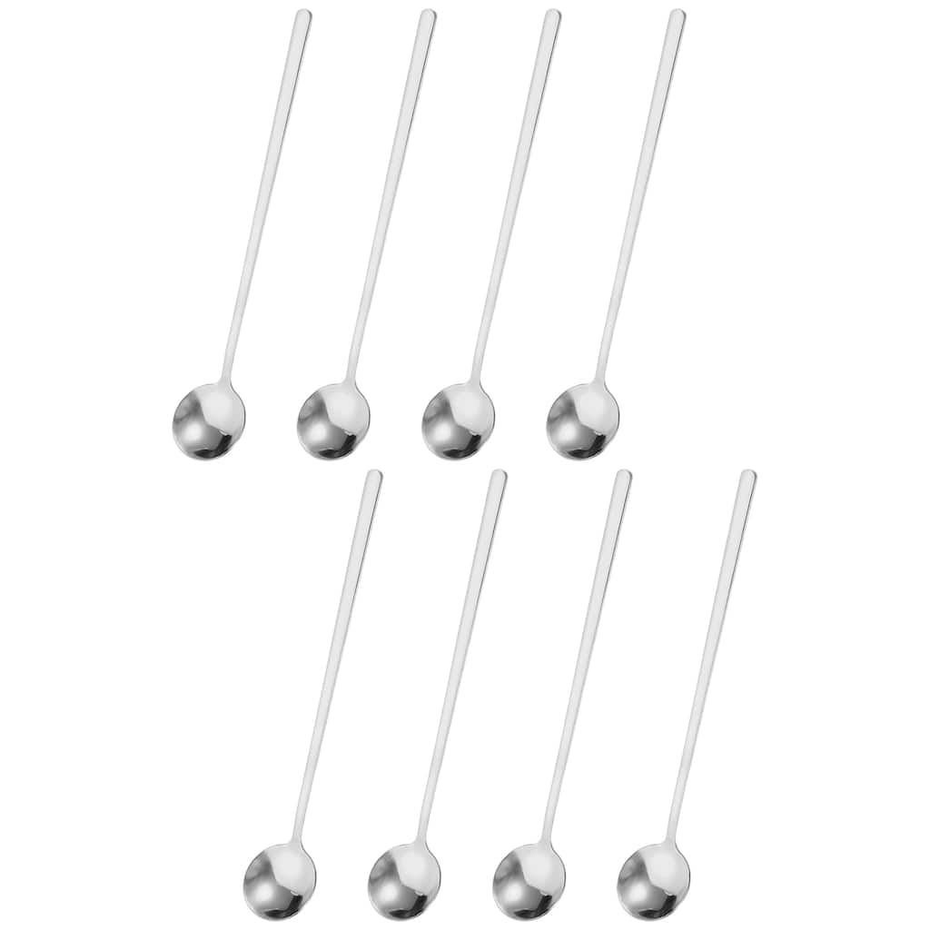 8Pcs 7" Stainless Steel Long Handle Teaspoon Coffee Spoon for Stirring