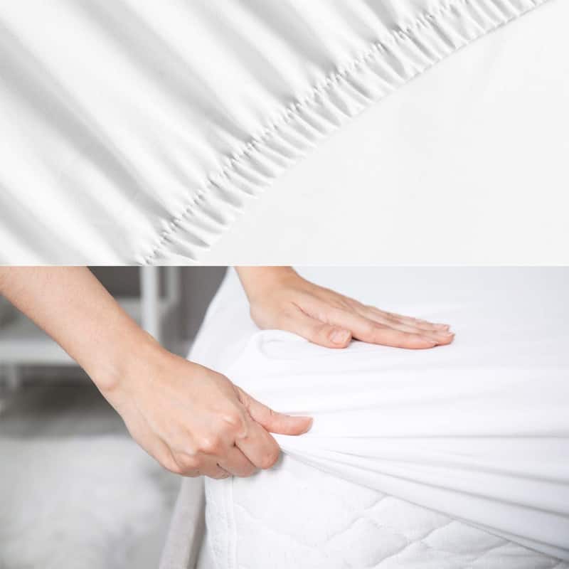 Cotton Blend Hotel Quality White Fitted Sheet Set of 12 by Superior