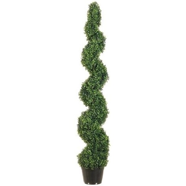 Allstate Floral LPB715-GR 5 ft. Knock-Down Pond Boxwood Spiral Topiary in Plastic Pot Green