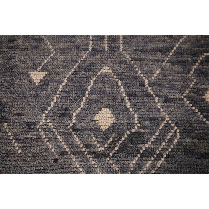 Gray & Blue Moroccan Area Rug Hand-Knotted Wool Carpet - 6'1"x 9'5"
