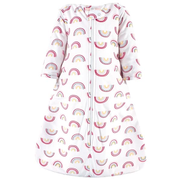 slide 1 of 1, Hudson Baby Infant Girl Long Sleeve Plush Faux Fur Sleeping Bag, Wearable Blanket, Modern Rainbow 0-6 Months - Modern Rainbow